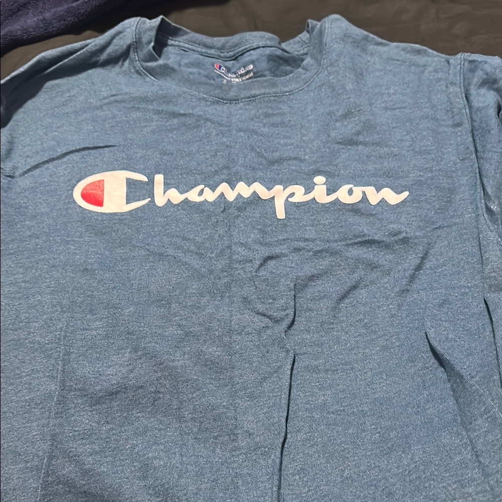 Champion Heather Blue Tee with Logo